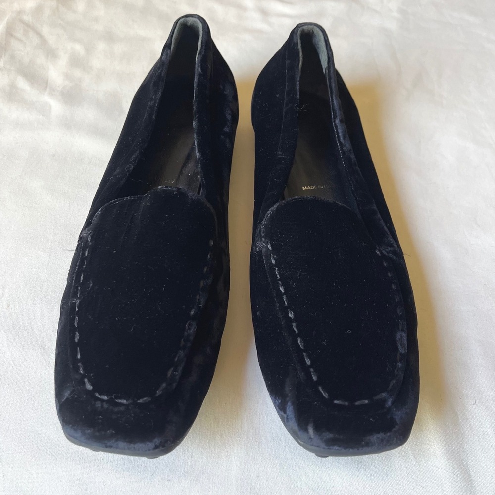 Prada Black Velvet Driving Loafers Flats Shoes Made In Italy‎ Size 39